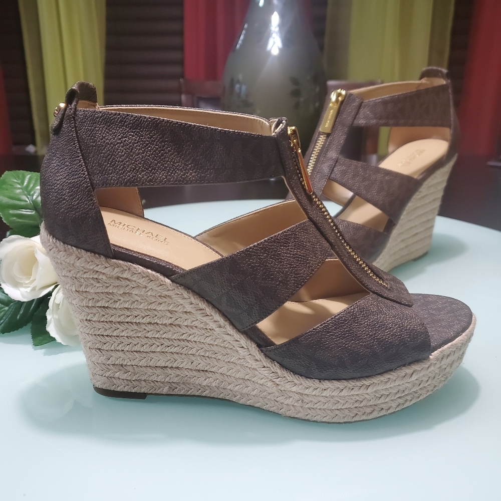(SOLD) MK Logo Espadrille Wedges